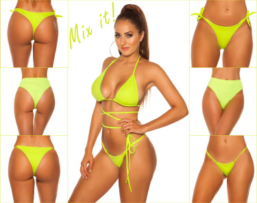 Mix it!!! triangel-bikini top om vast te binden neongeel